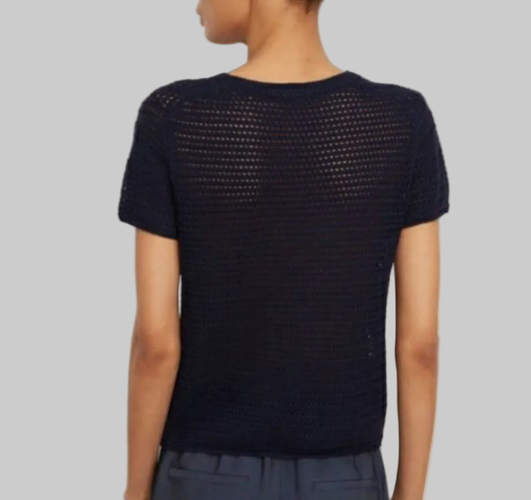 VINCE Crochet Short Sleeve Mock Neck Sweater - Size xs