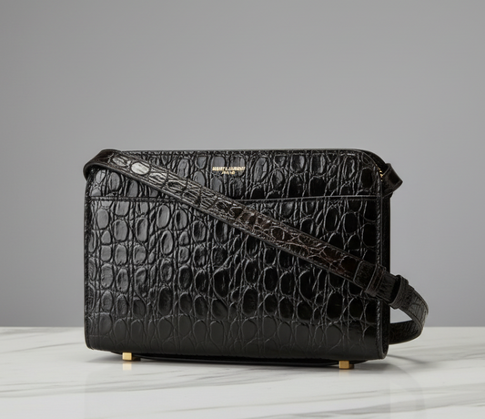 SAINT LAURENT Croc Reversed Satchel