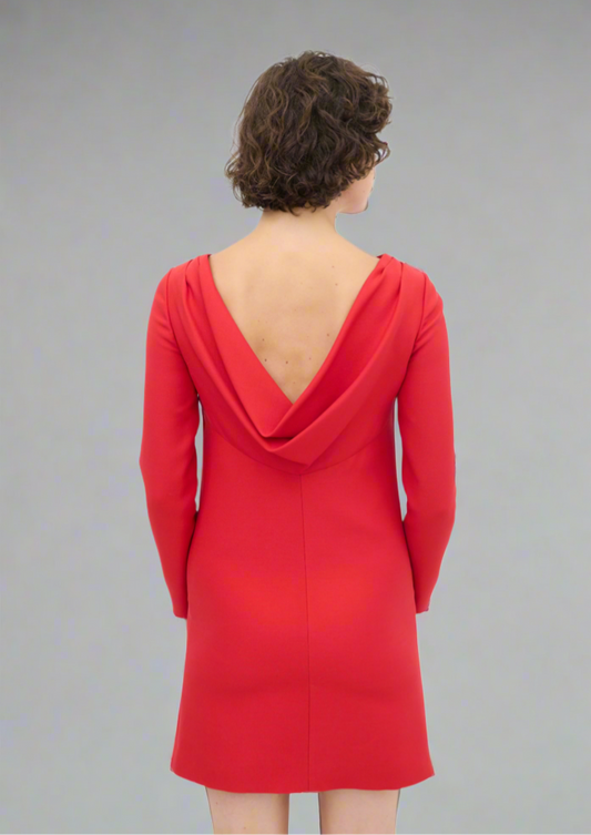 VALENTINO Red Cowl Back Dress - Size 38