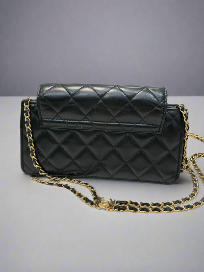 CHANEL small CC Quilted Leather Lambskin Crossbody