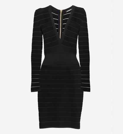Balmain Black Bodycon Dress - Size 36