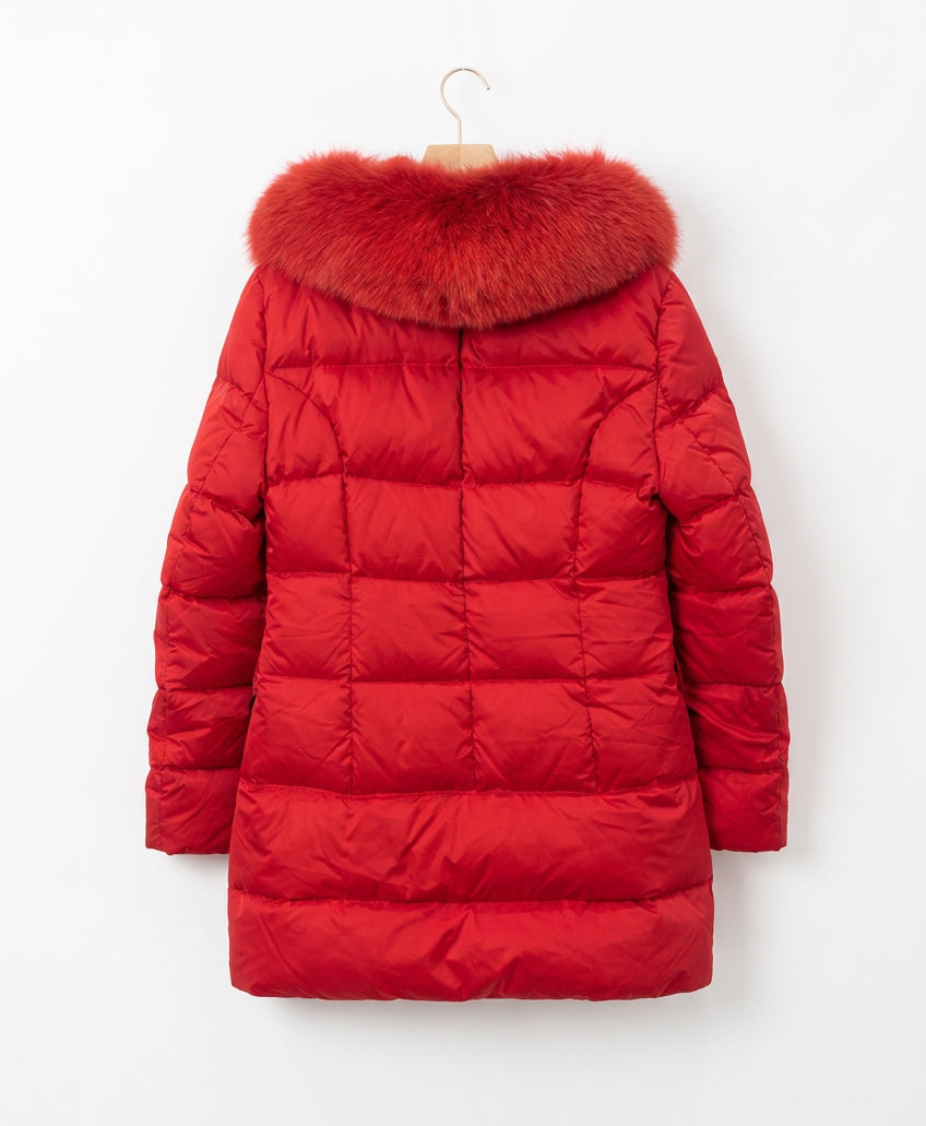 FLAVIO CASTELLANI Red Fur Trim Jacket - Size M