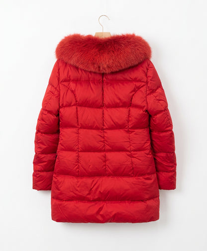 FLAVIO CASTELLANI Red Fur Trim Jacket - Size M