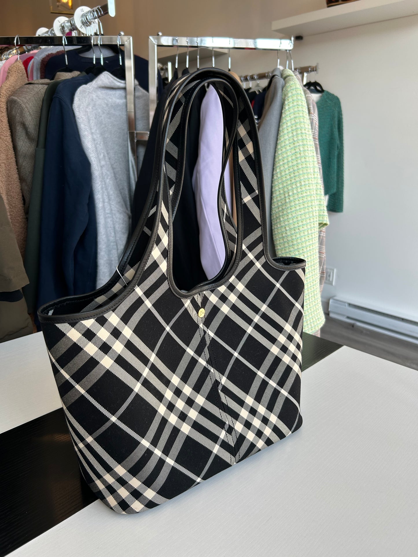BURBERRY Canvas Check Shoulder Bag