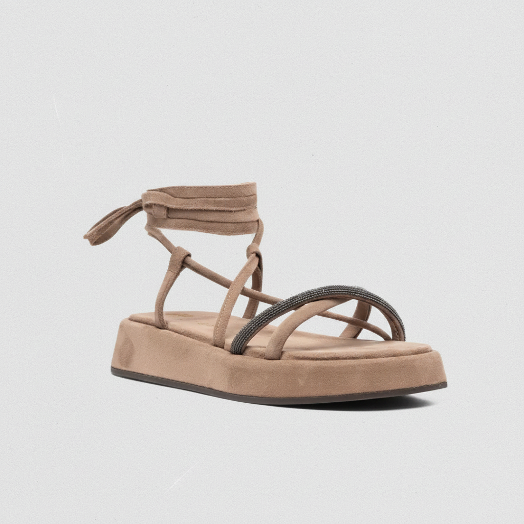 BRUNELLO CUCINELLI Ankle Tie Flatform Sandals - Size 40