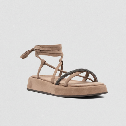 BRUNELLO CUCINELLI Ankle Tie Flatform Sandals - Size 40