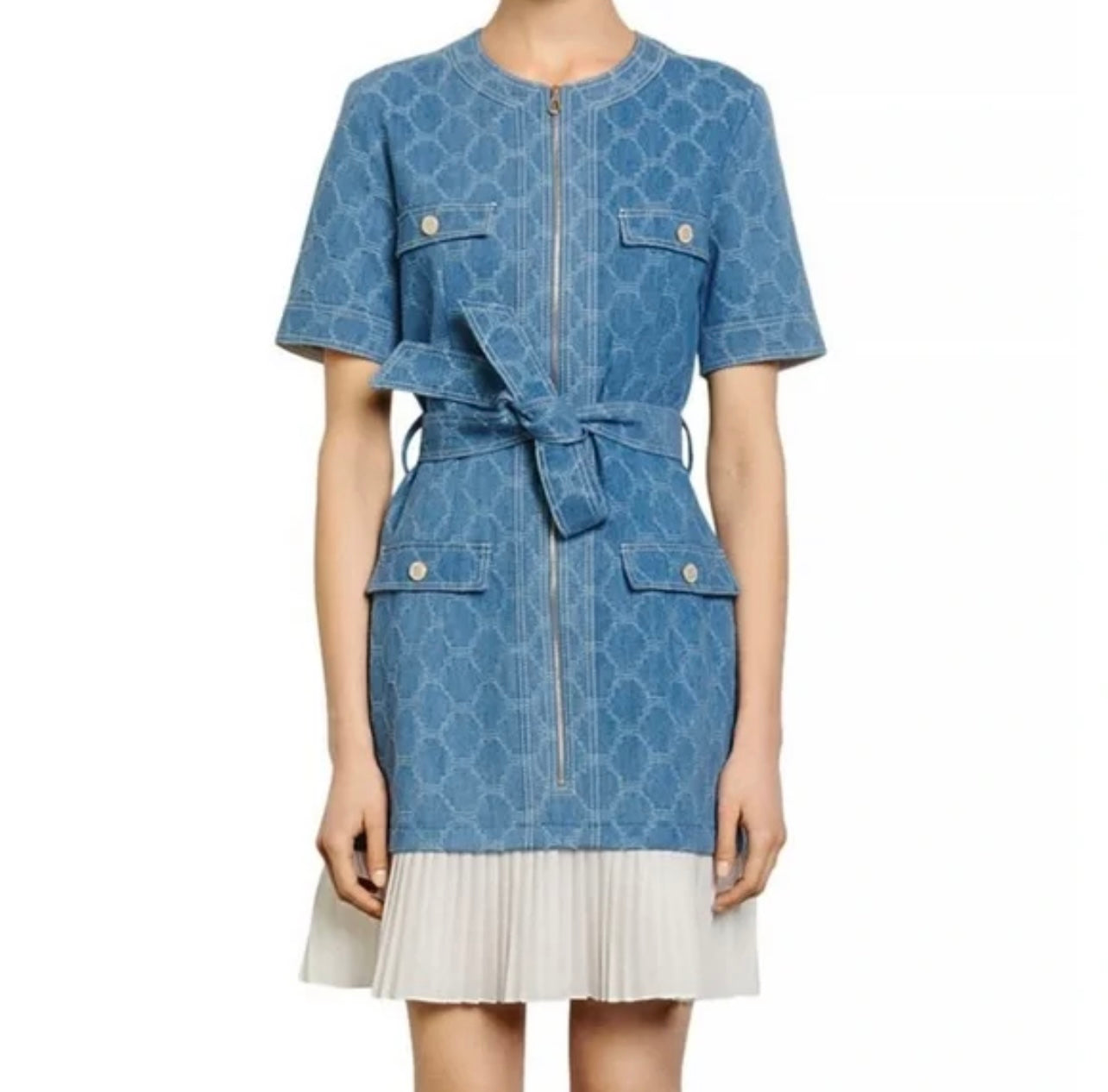 SANDRO Denim Tie Mini Dress - Size 4