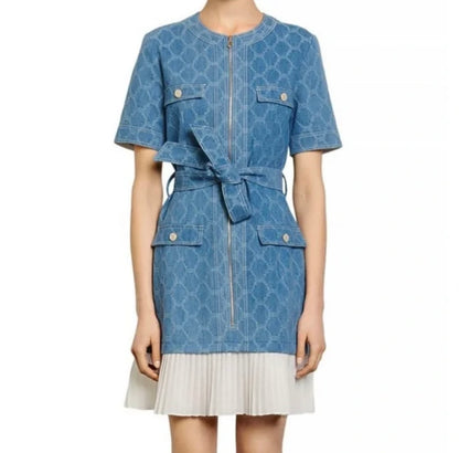 SANDRO Denim Tie Mini Dress - Size 4