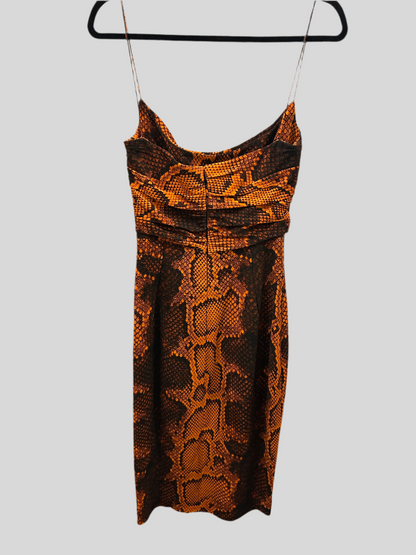 ROBERTO CAVALLI Orange Snake Print Dress - Size s
