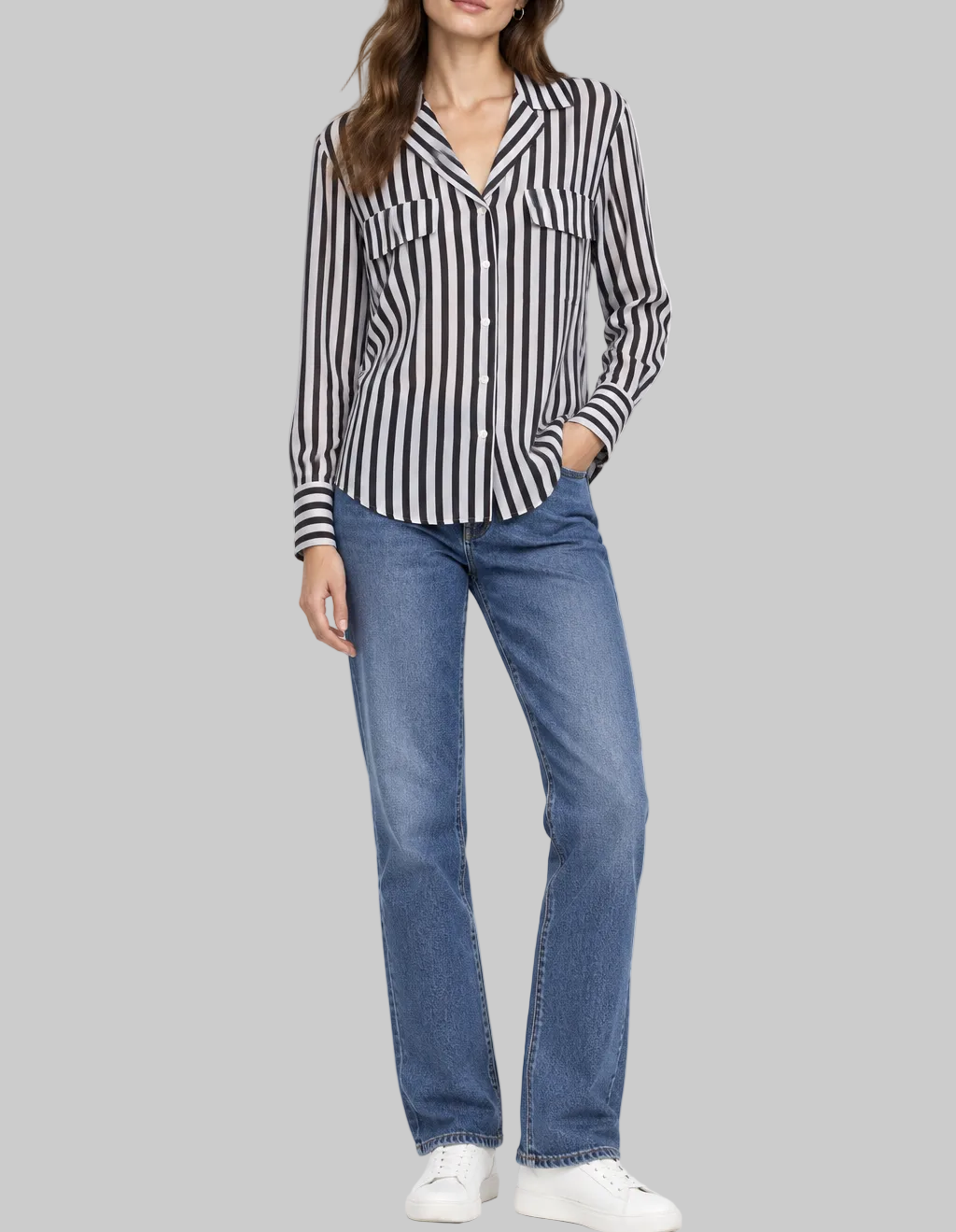 FRAME Striped Button Up Blouse - Size L