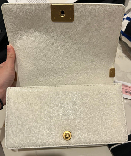 CHANEL 2022 Medium Caviar Leather Boy Bag