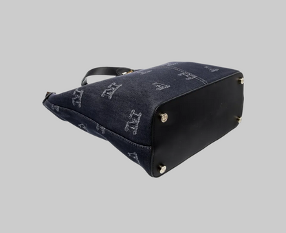 MAX MARA Denim Shoulder Bag w/ Leather Pochette