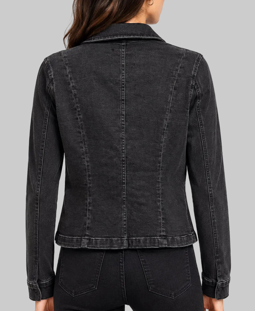L’AGENCE black Denim Short Trench Coat - Size L