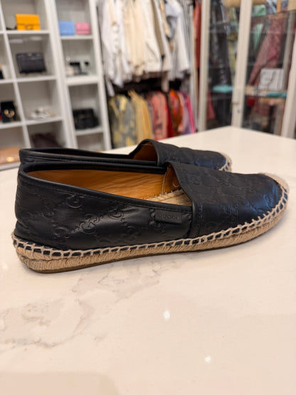 GUCCI Leather Guccissima Espadrille Flats - Size 39