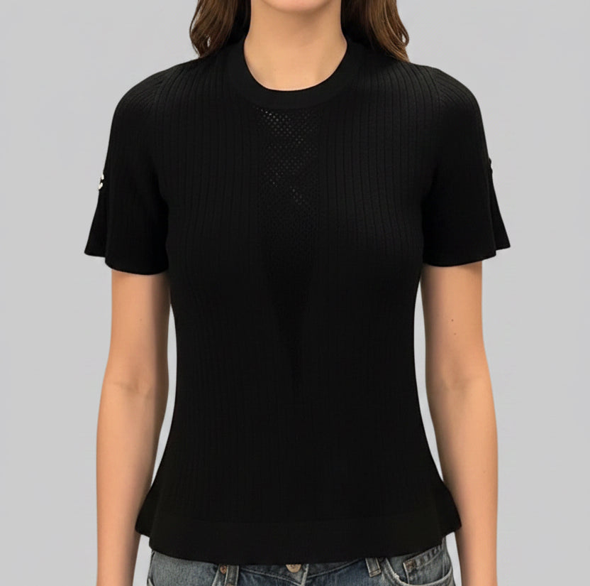 CHANEL Ribbed Knit Top - Size 42