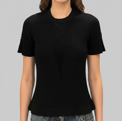 CHANEL Ribbed Knit Top - Size 42