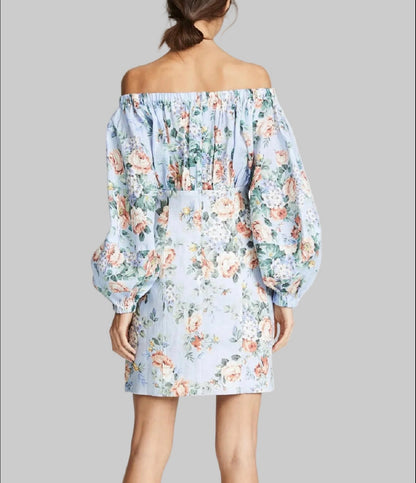 ZIMMERMANN Floral Off The Shoulder Mini Dress - Size S