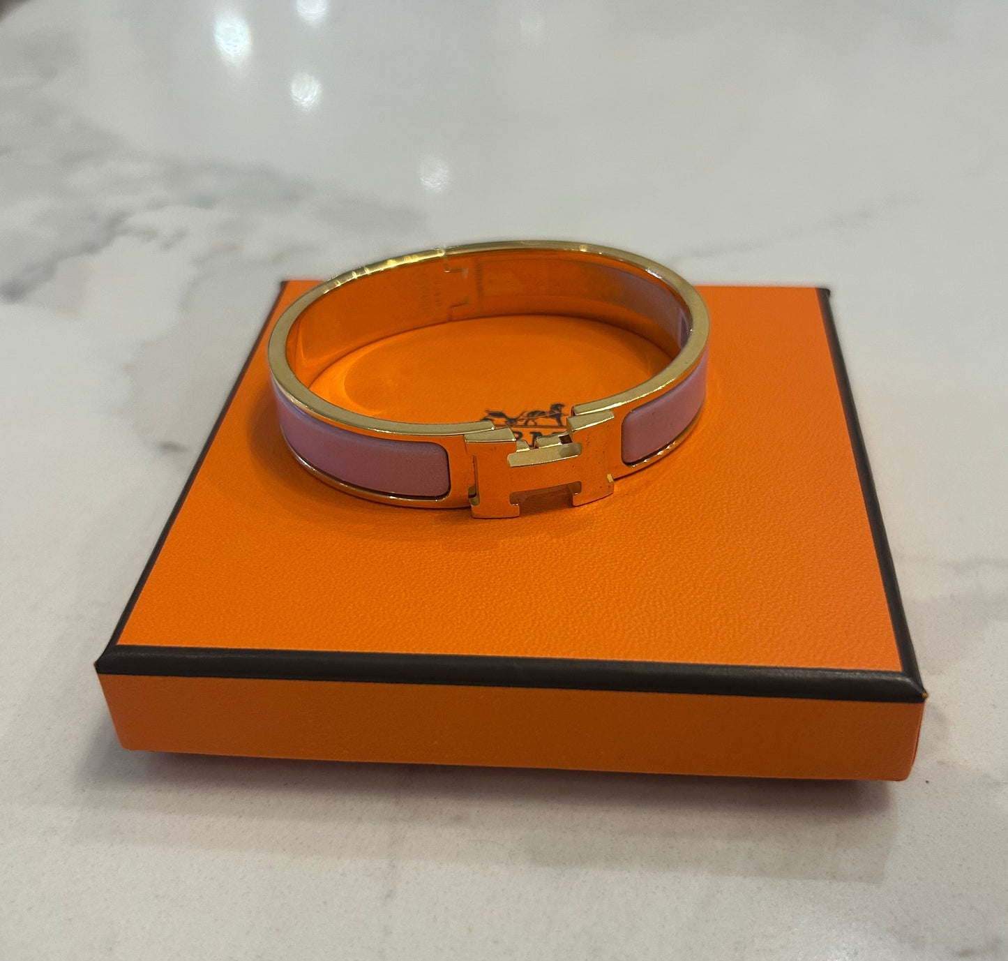 HERMES Clic H Bracelet Rose Nacarat