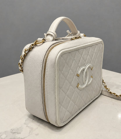 CHANEL Caviar Quilted Large CC Filigree Vanity Case