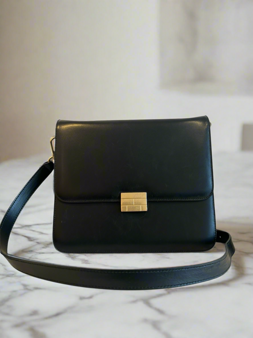 FRAME Black Leather Crossbody