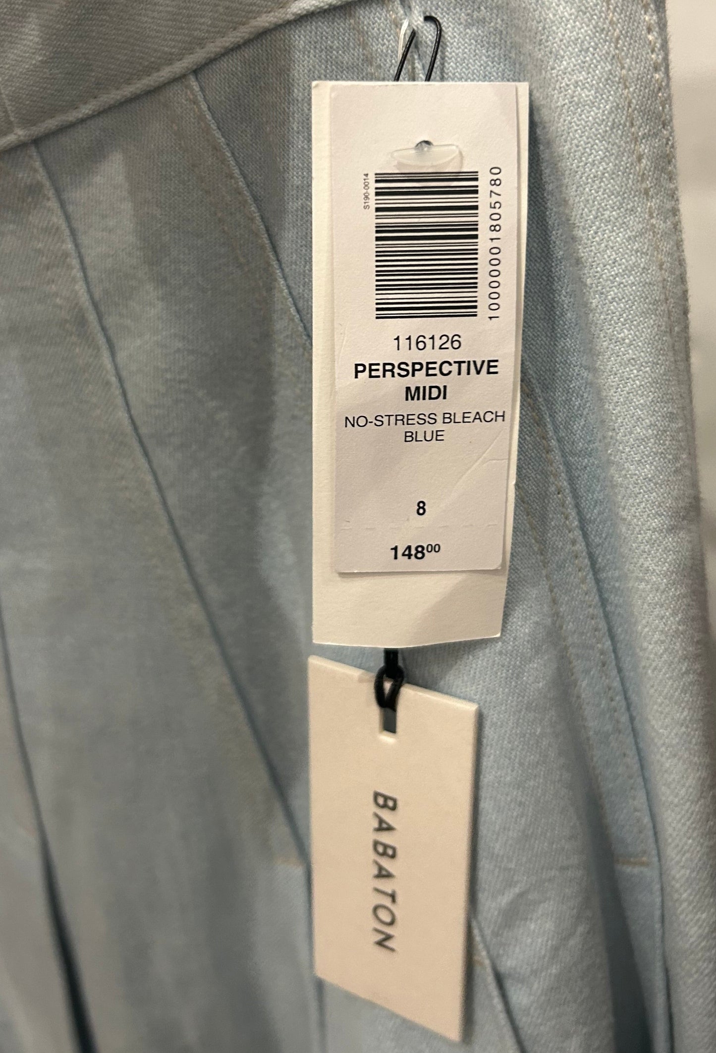 NEW* BABATON Pleated Denim Midi Skirt - Size 8