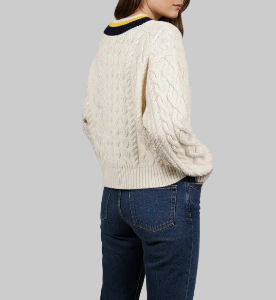 VB VICTORIA BECKHAM Cable-knit V-Neck Sweater - Size S
