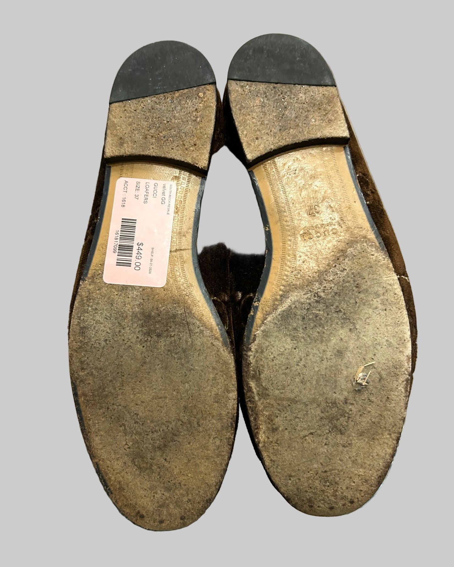 GUCCI Velvet GG Monogram Horsebit Jordaan Loafers - Size 37