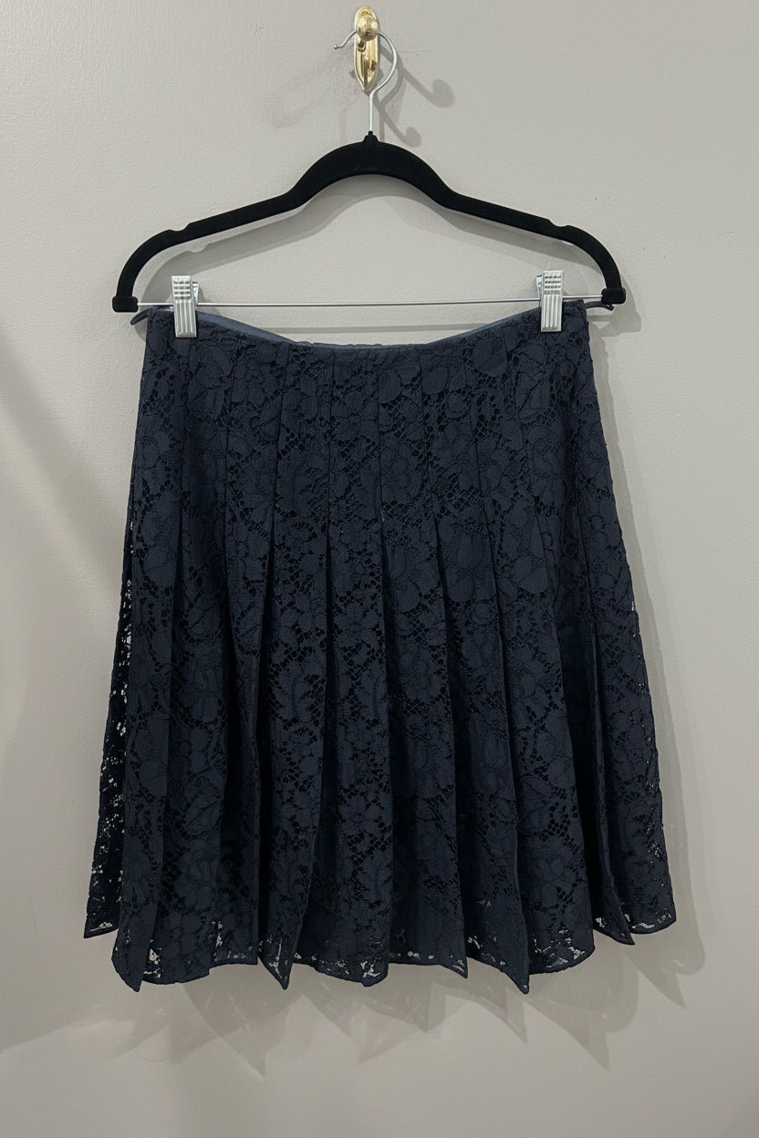PRADA Navy Lace Midi Skirt - Size 42