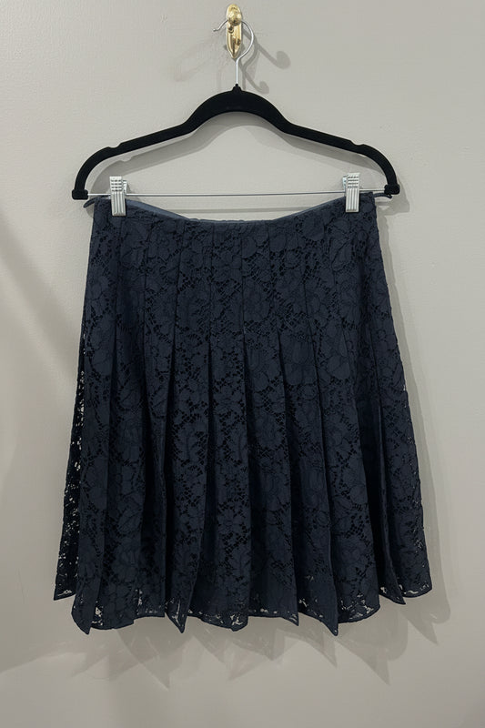 PRADA Navy Lace Midi Skirt - Size 42