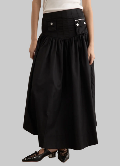 GANNI Duchesse Nylon Long Pocket Skirt - Size S