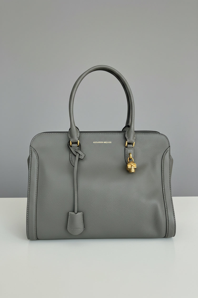 ALEXANDER MCQUEEN Grey Skull Padlock Bag