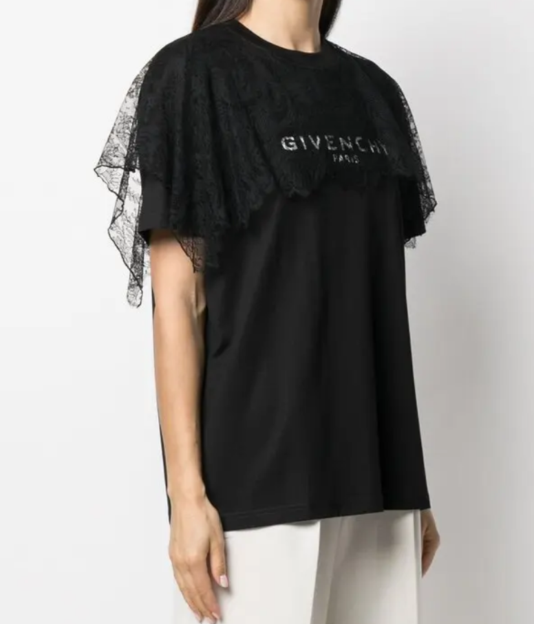 GIVENCHY Floral Lace Panel T-Shirt