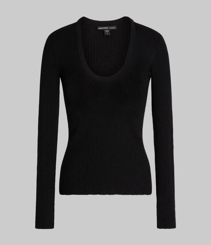 NEW* JAMES PERSE Black Scoop Neck Long sleeve Top - Size S