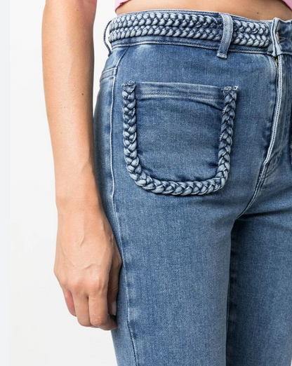 MAJE Braided Denim Cropped Pants - Size 36