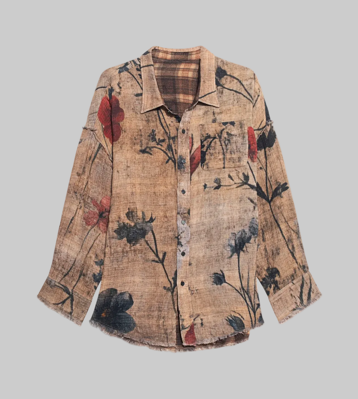 R13 Reversible Plaid/Floral Button Up - Size xs