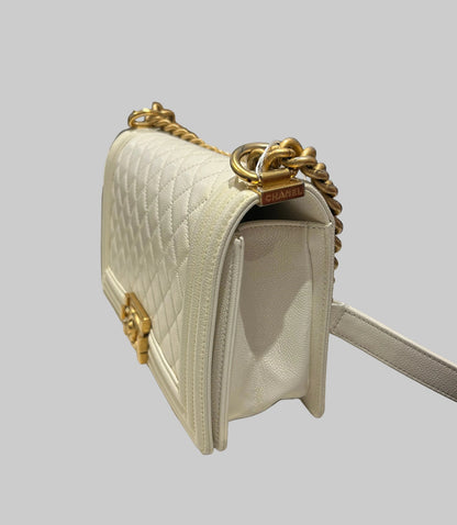 CHANEL 2022 Medium Caviar Leather Boy Bag