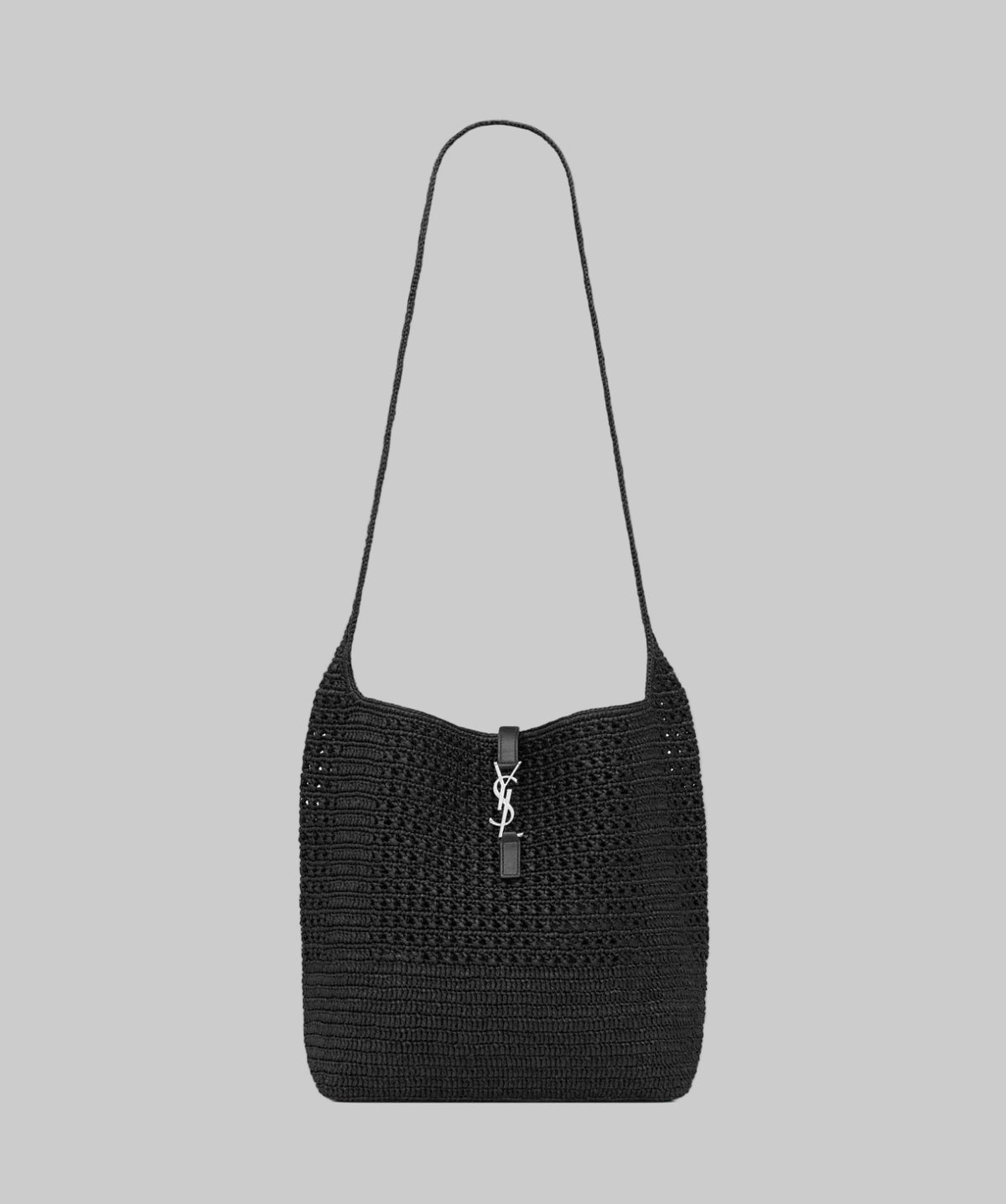 SAINT LAURENT Le 5 À 7 Medium Tote In Black Raffia