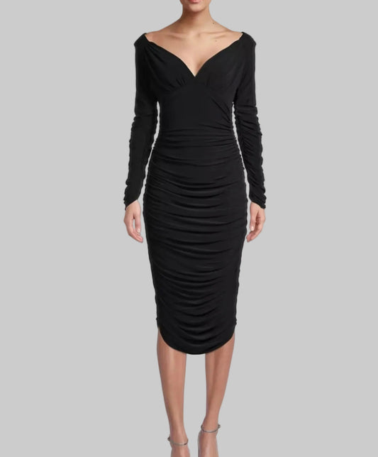 NEW* NORMA KAMALI Black Ruched Dress - Size M