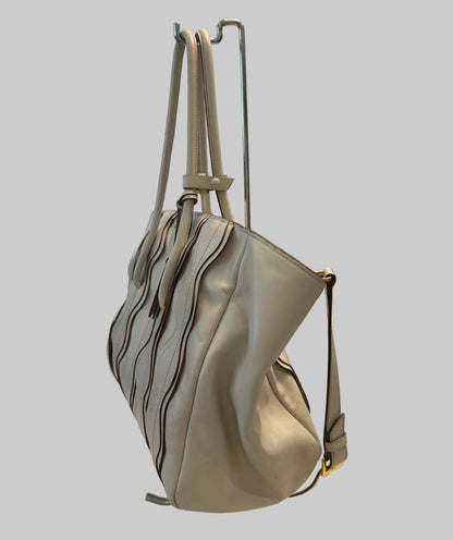MIU MIU White Leather Matelassé Shopper