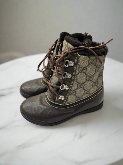 BABY GUCCI GG Fur Lined Boots - Size 27