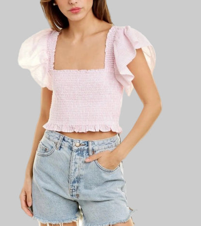 LOVESHACK FANCY Smocked Striped Top - Size L