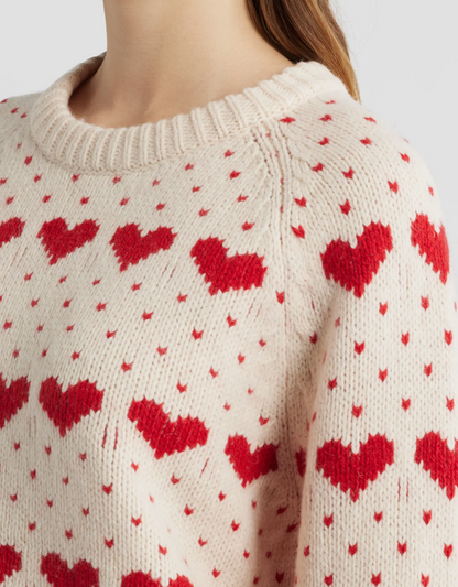 NEW* THE GREAT The Intarsia Heart Wool Blend Sweater - Size L