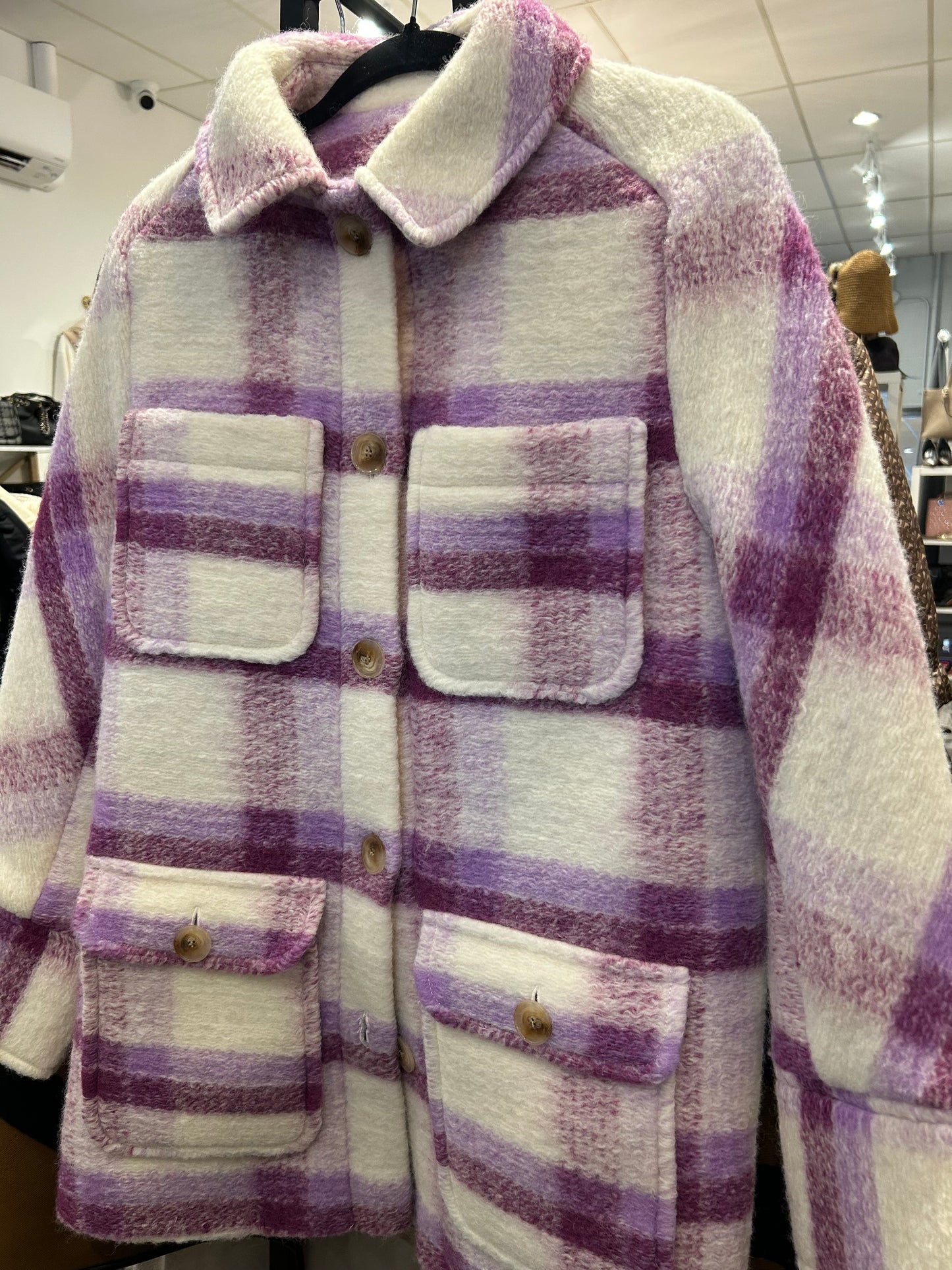 SEZANE Paolo Purple Plaid Jacket - Size 34