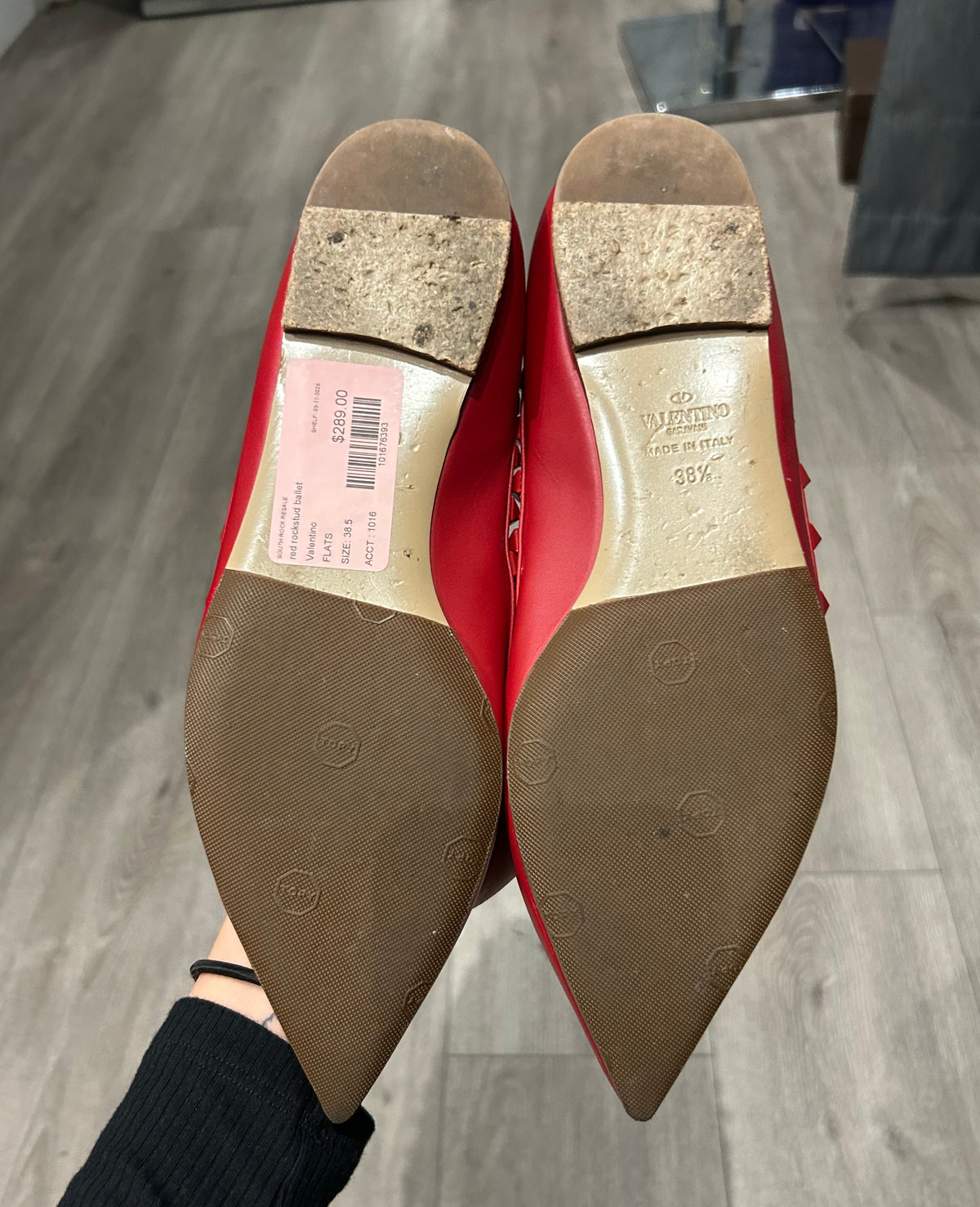 VALENTINO Red Rockstud Ballet Flat - Size 38.5