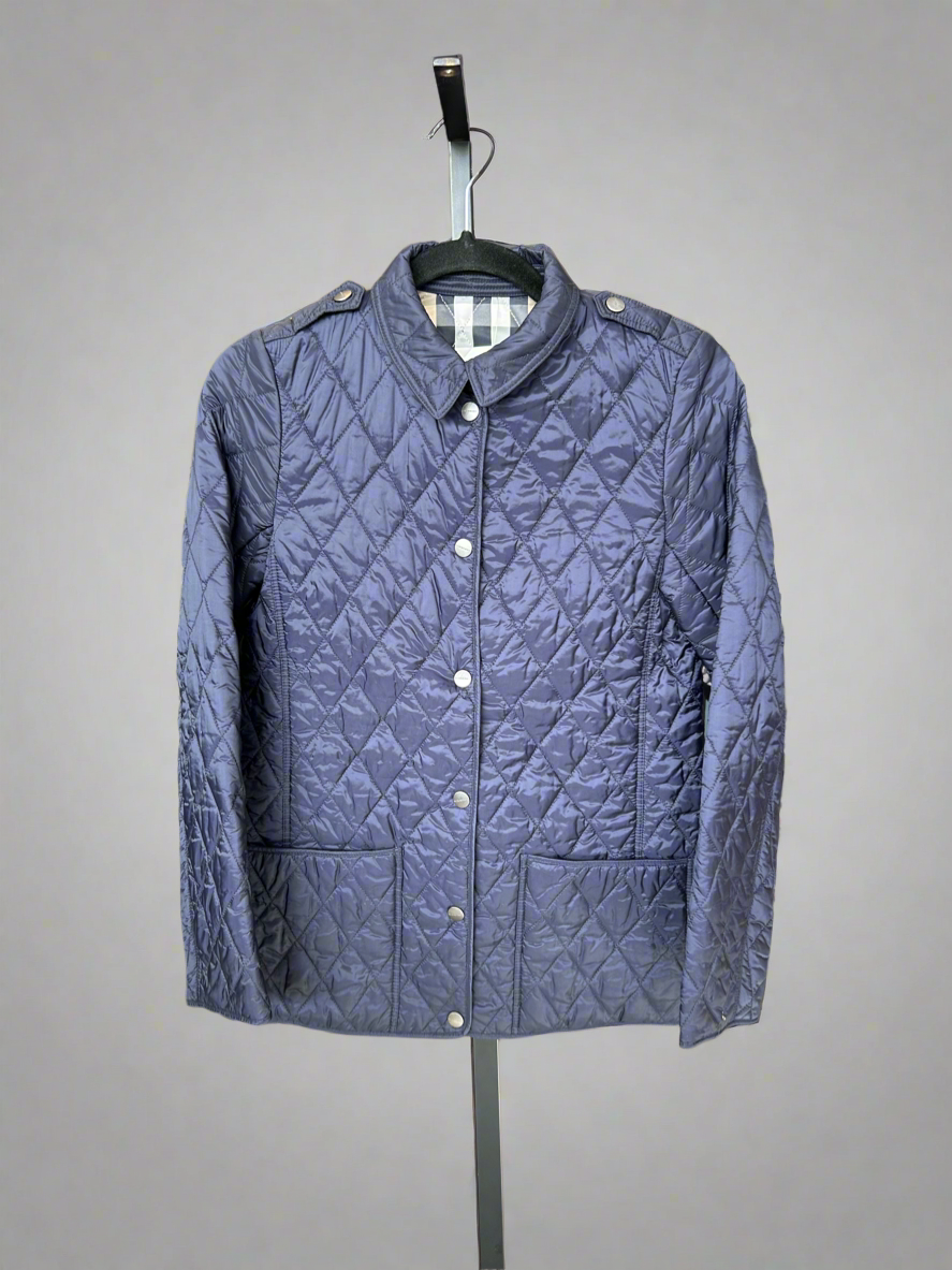 BURBERRY Navy Quilted Jacket - Size  S