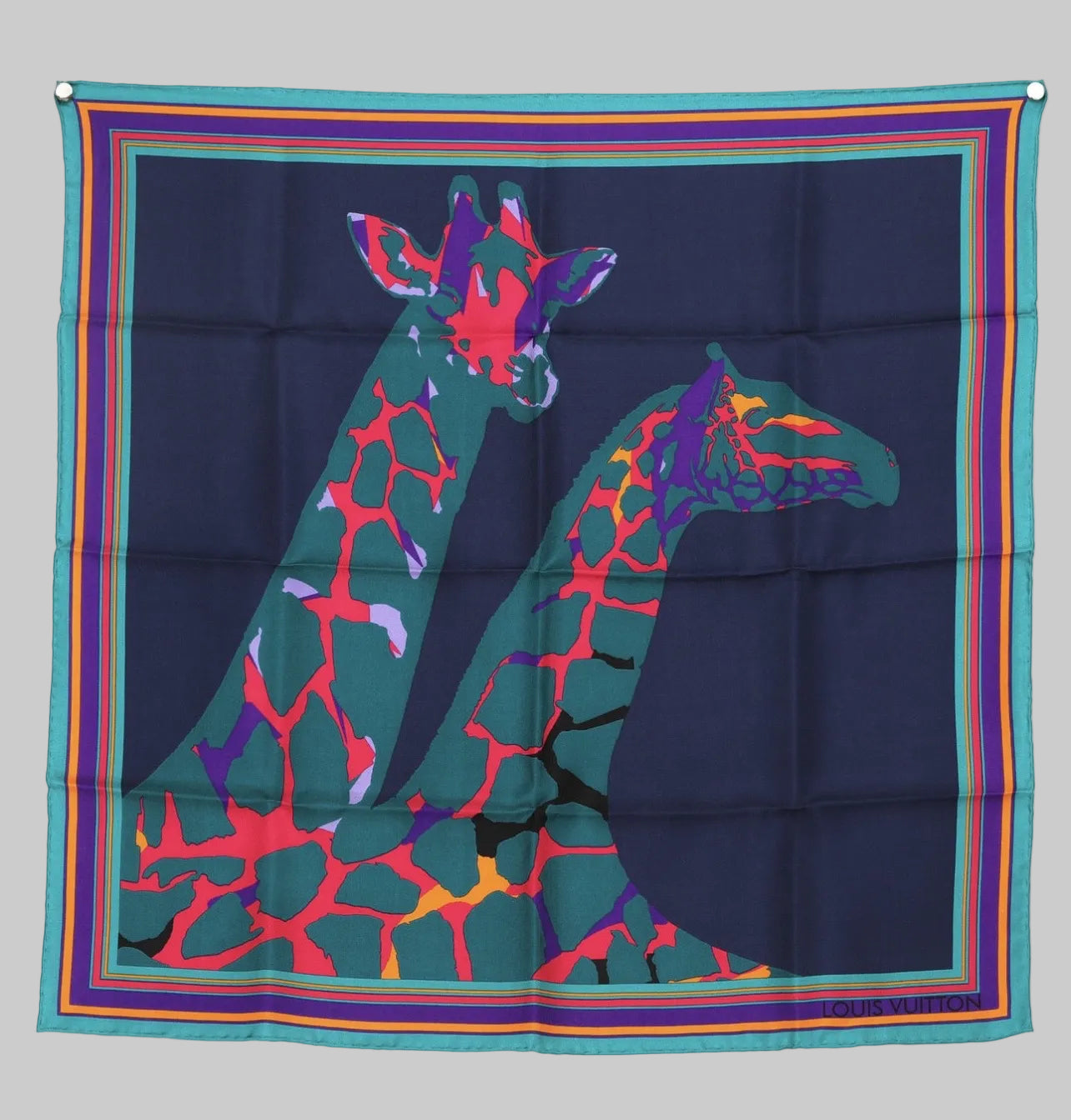 LOUIS VUITTON Square Silk Giraffe Scarf