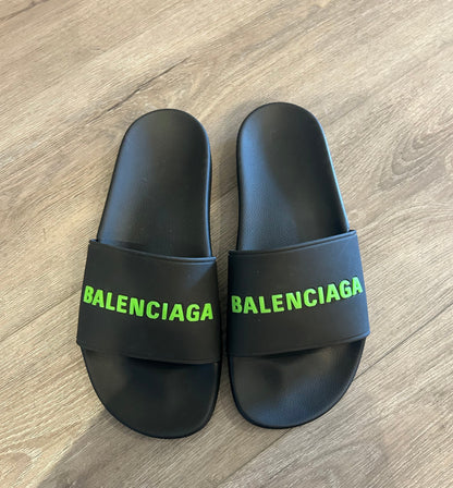 BALENCIAGA Black Pool Slides - Size 9