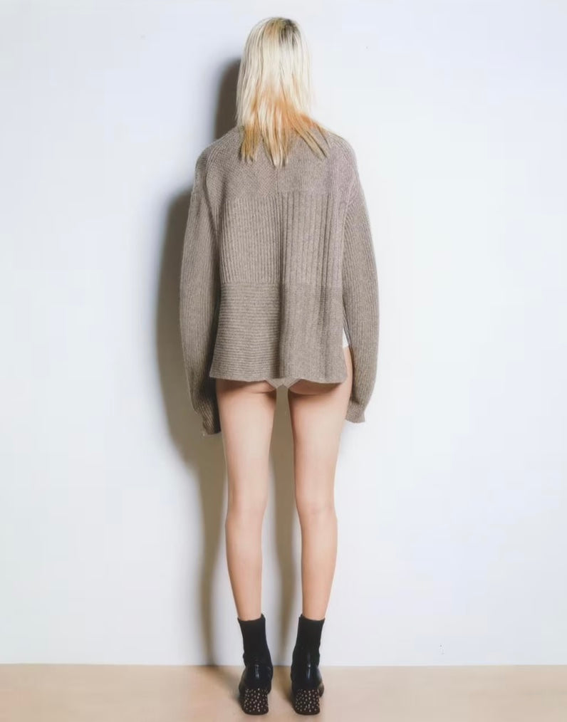 Textured Cashmere Blend Pullover - Size Medium