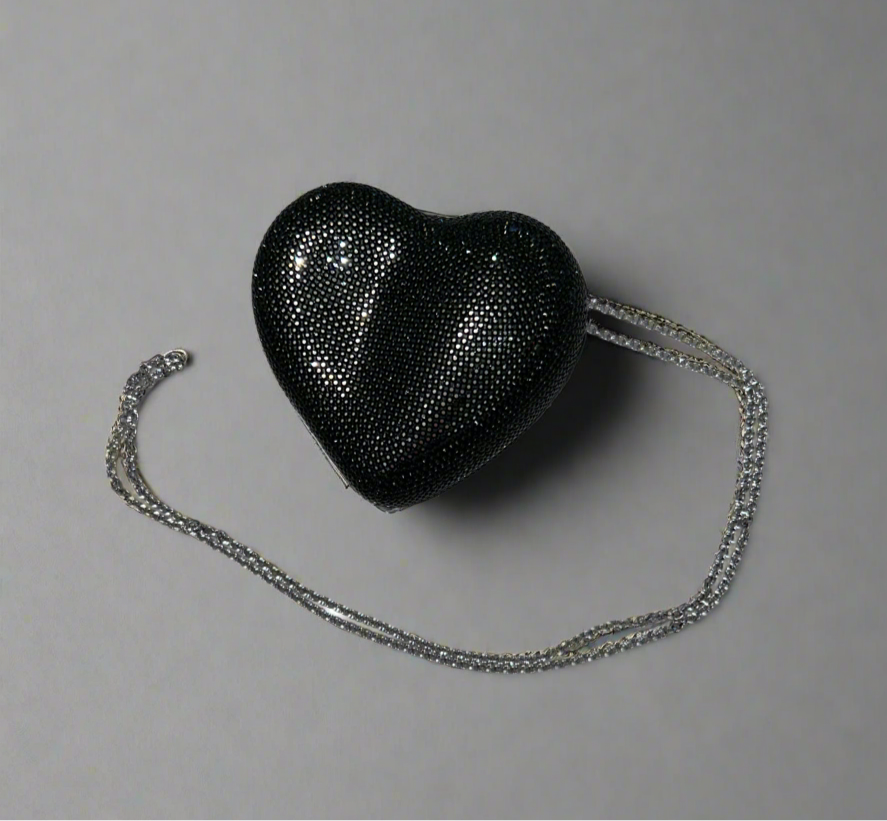 JUDITH LEIBER Rhinestone Heart Chain Bag