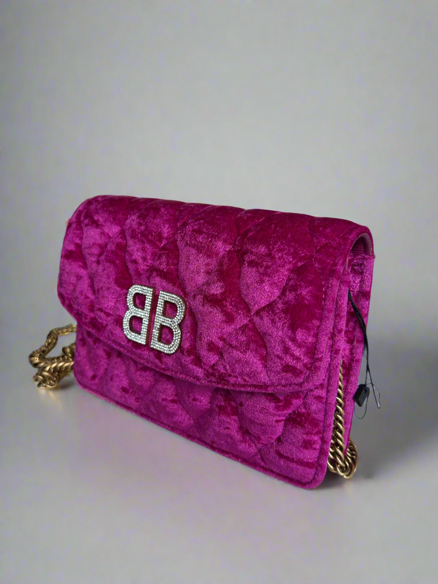 BALENCIAGA Quilted Crushed Velvet Crossbody